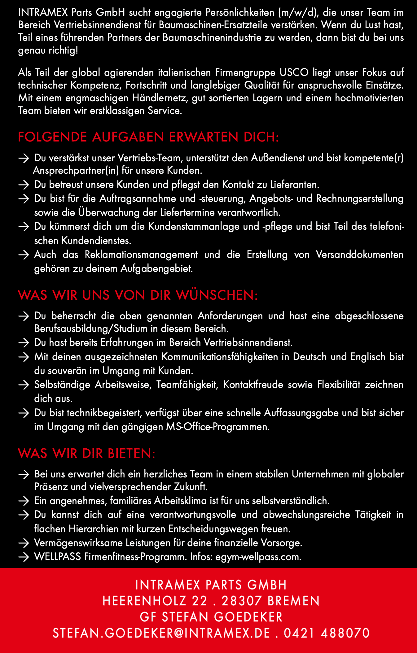 Innendienstmitarbeiter (M/W/D) für den Vertrieb gesucht